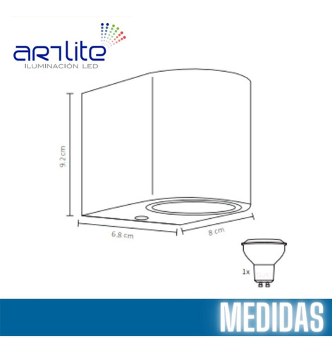 FULL- ARBOTANTE NEGRO PARED EXTERIOR CON FOCO LED ADE-003 BLANCO FRÍO 6W