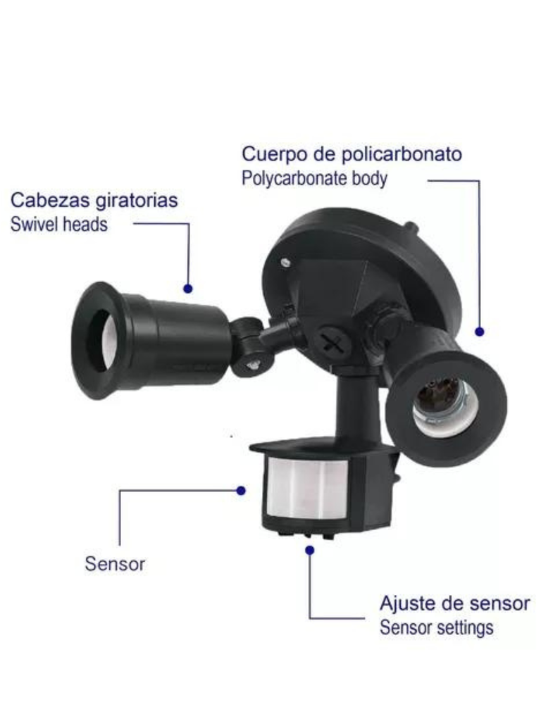 TRU- LUMINARIO PARA INTERPERIE 300W, SENSOR DE MOVIMIENTO, NEGRO