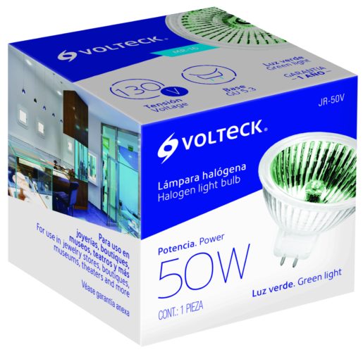TRU- LÁMPARA DE HALÓGENO VERDE TIPO MR16 EN CAJA, VOLTECK