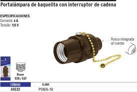 TRU- PORTALAMPARA DE BAQUELITA CON INTERRUPTOR DE CADENA