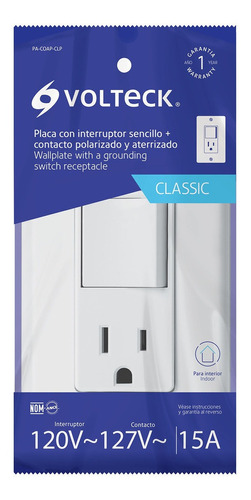 TRU- INTERRUPTOR SENCILLO+ CONTACTO LINEA CLASSIC, VOLTECH