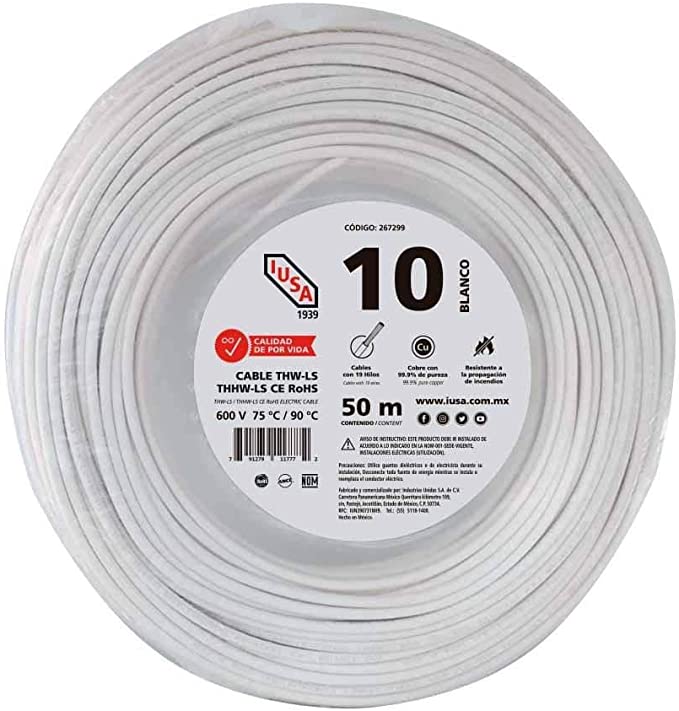 IUS- CABLE THHW-LE #10 BLANCO