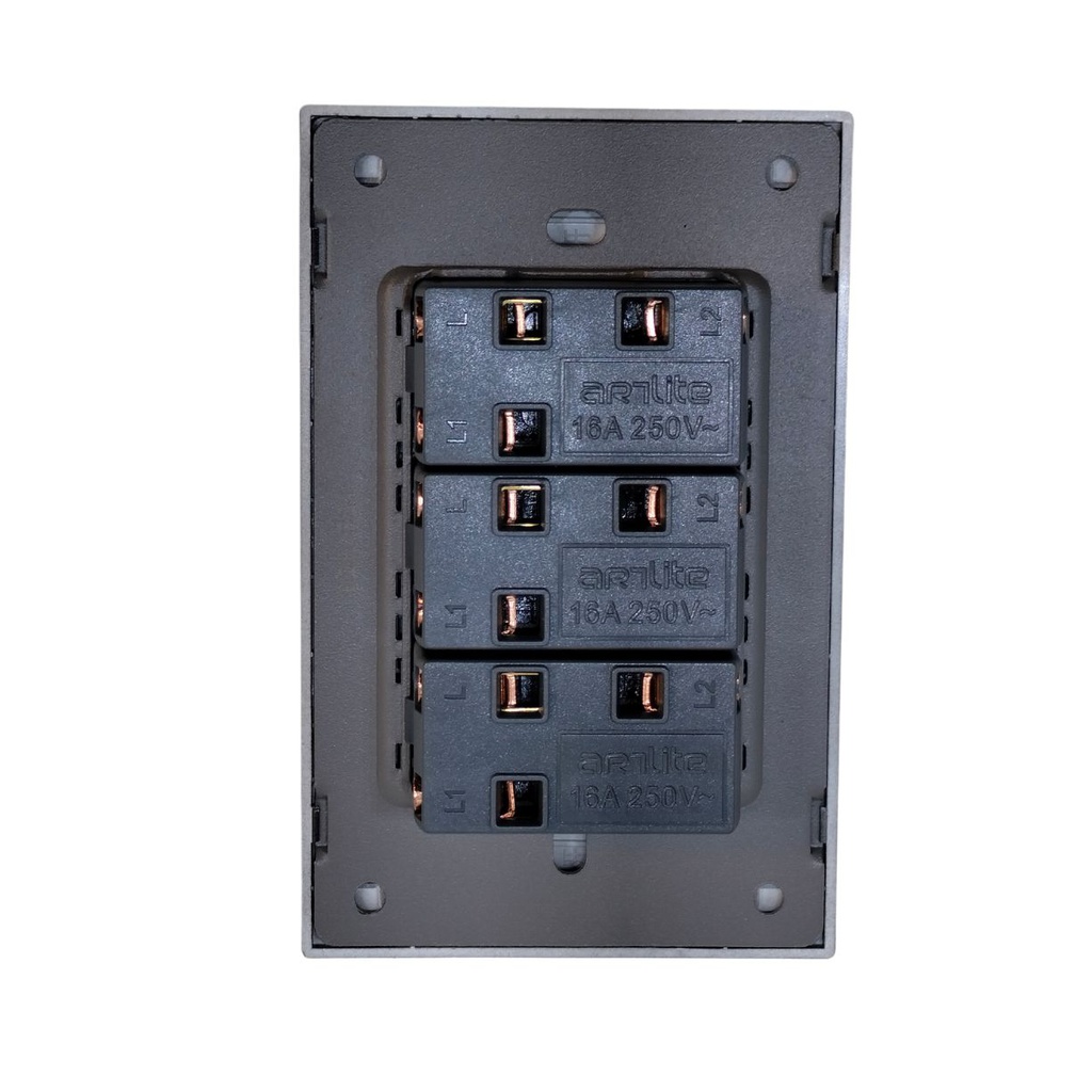 INN - PLACA LUXURY APAGADOR DE 3 INTERRUPTORES 3 VÍAS COLOR NEGRO