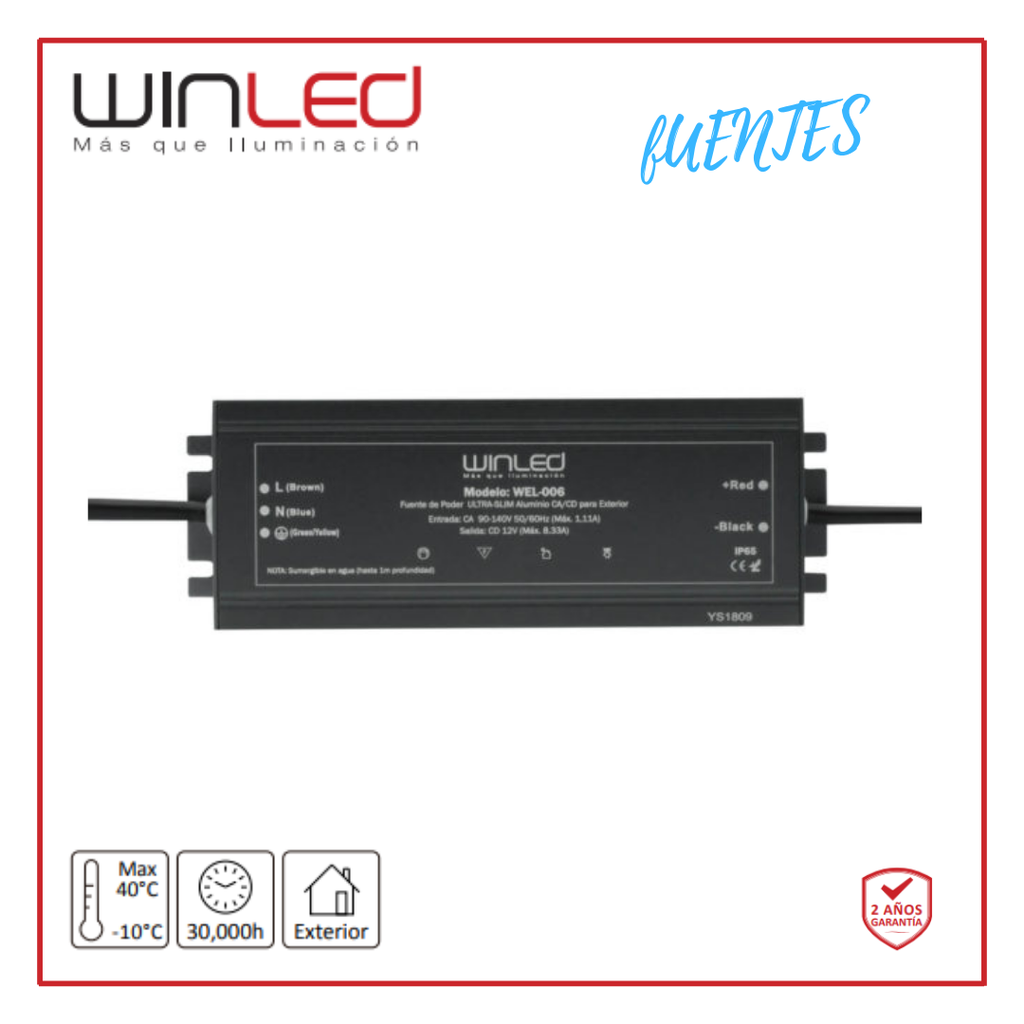 WIN- FUENTE PODER SLIM AL CD12V 100W EXT IP67