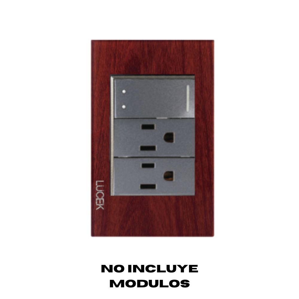 LCK- PLACA METÁLICA DE 3 MÓDULOS COLOR MADERA NOGAL (OBSCURO)