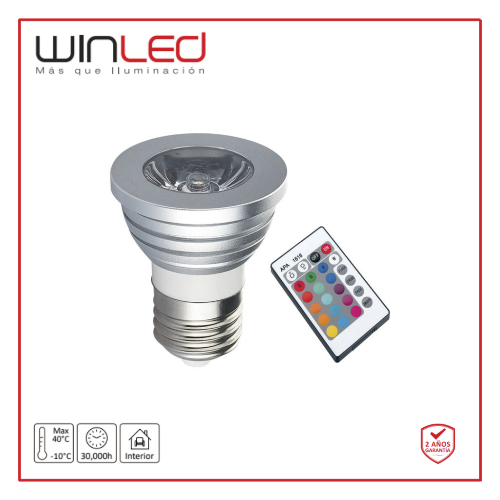 WIN- LÁMPARA LED SPOT E26 3W RGB