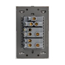 INN - PLACA LUXURY DE CONTACTO Y APAGADOR 2 INTERRUPTORES 3 VÍAS COLOR GRIS OXFORD
