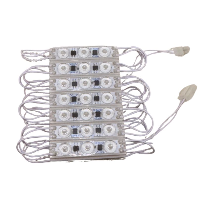 10pz  Módulos 3 Led P/ Exterior C/ Lupa 110V Frio estructura transparente