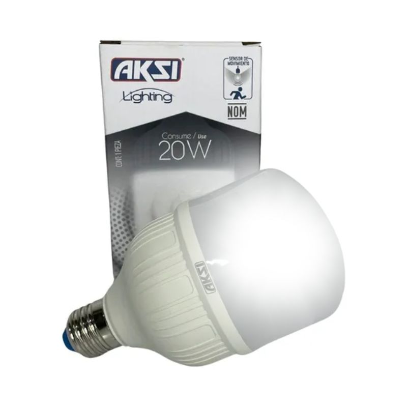 AKS- FOCO LED ALTA POTENCIA 20W TIPO T CON SENSOR DE LUZ Y MOVIMIENTO