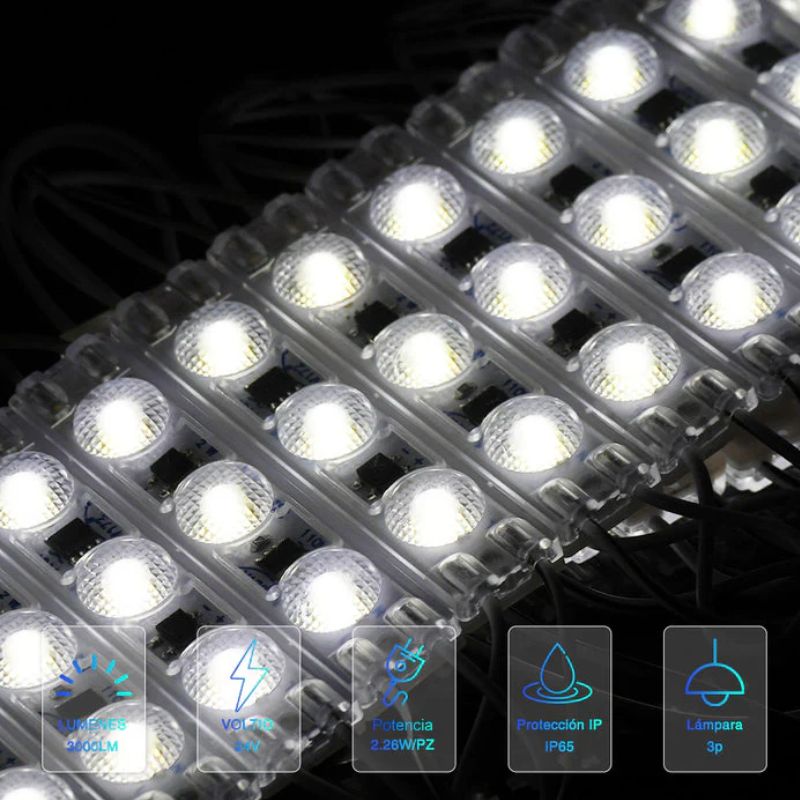 100pz Módulos Led C/ Lupa 110v Luz Blanco Frio Transparente