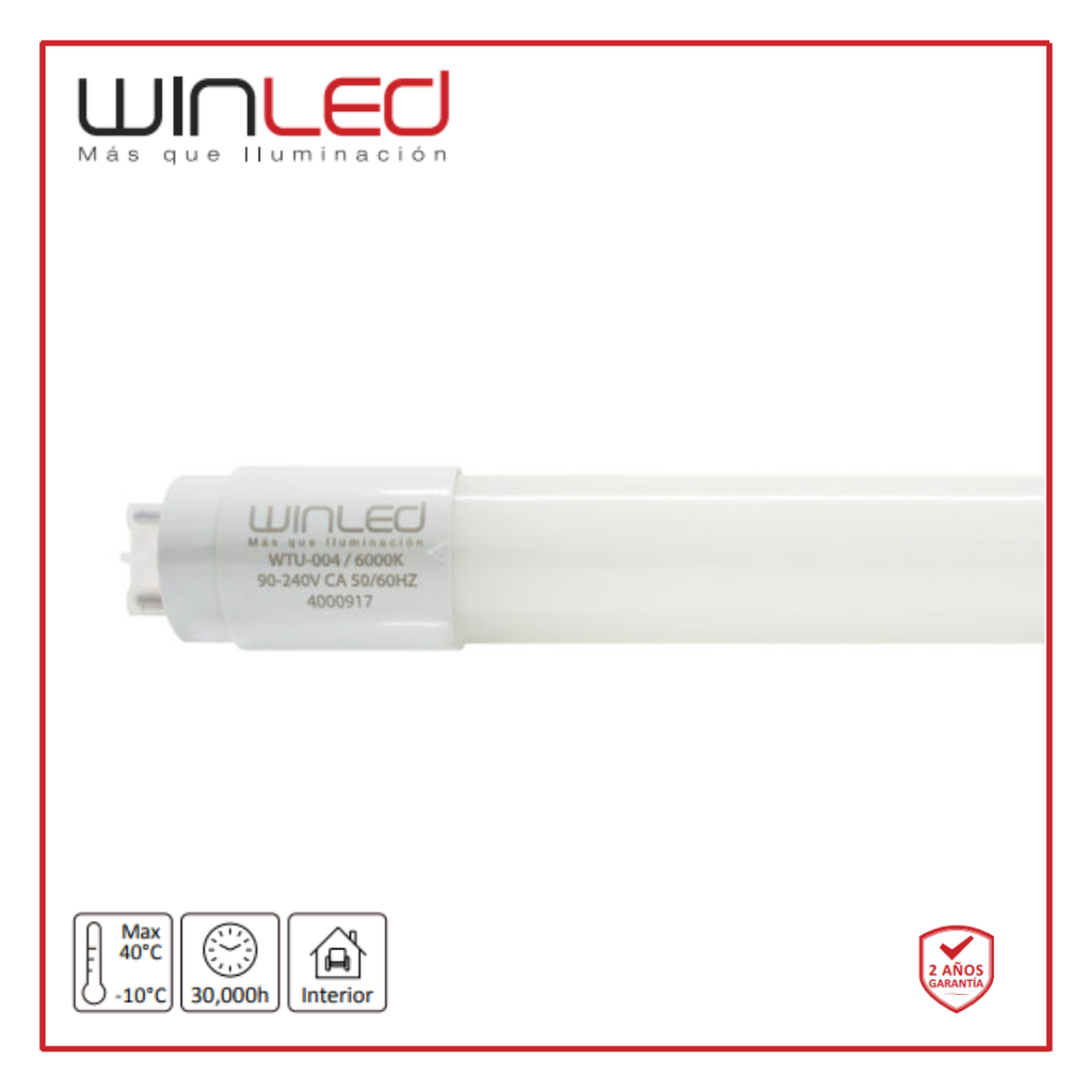 WIN- TUBO LED VIDRIO 1.2M 18W OPALINO BLANCO FRÍO