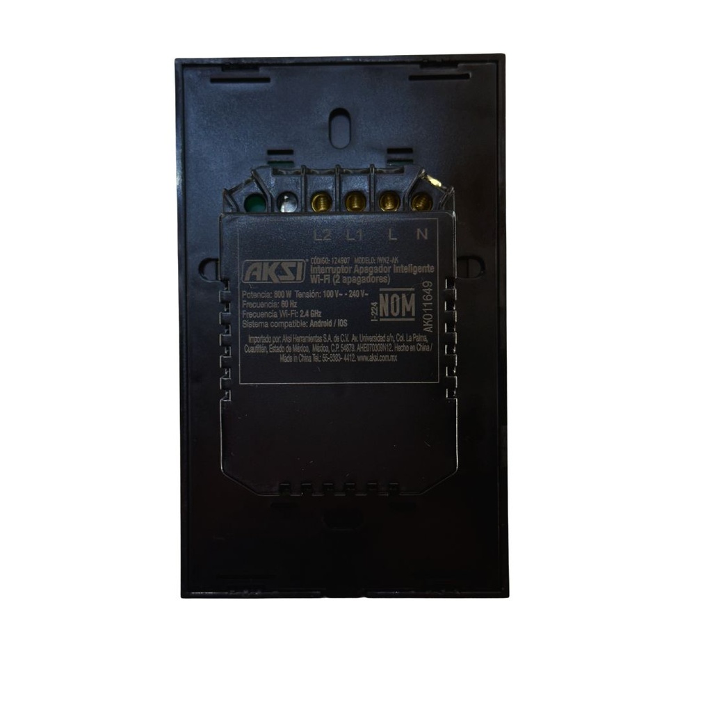 AKS - PLACA INTERRUPTOR APAGADOR INTELIGENTE WIFI, 2 APAGADORES