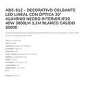 INN- LUMINARIA COLGANTEL OPTICA 40W 1.2M ALUM CALIDO