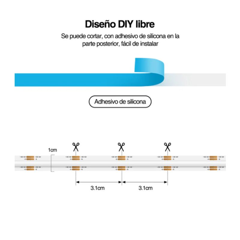 GX- TIRA COB RGB 5M 192L/M 12V 3A/36W BT AUDIORITMICA