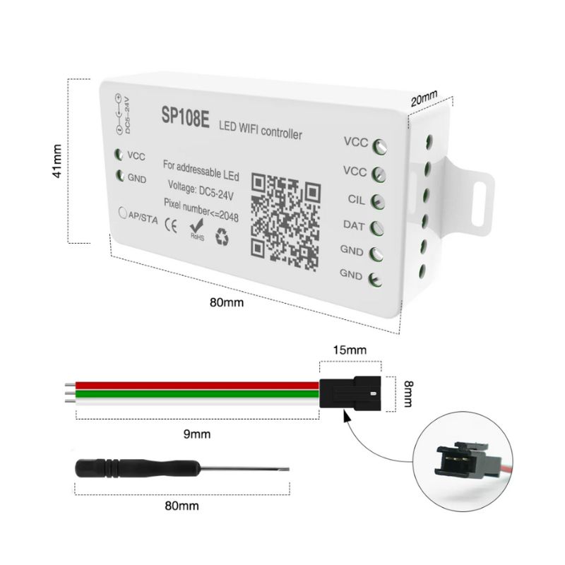 GX- CONTROLADOR WIFI TIRA RGB RAYO 5V A 24VSP108E