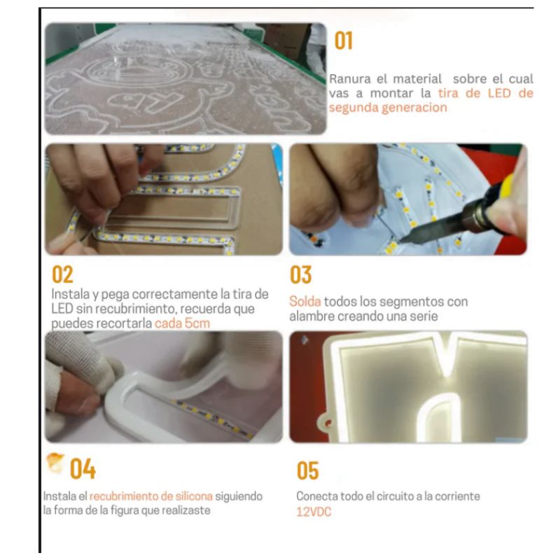 GX-TIRA NEON 2da GEN 12V 120L/M 1M 6MM BLANCA FRIA