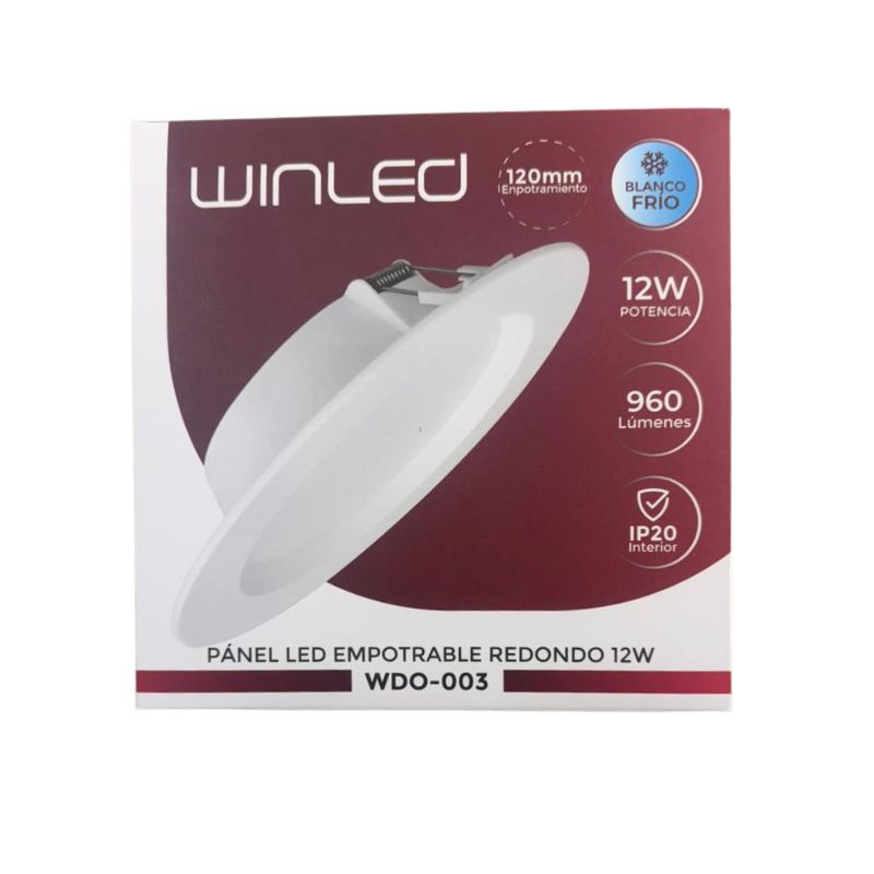 WIN- PANEL LED REDONDO EMPOTRABLE 12W B FRIO