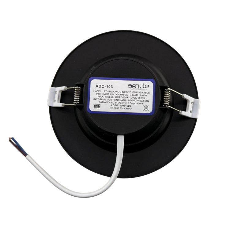 INN- PANEL REDONDO EMPOTRABLE NEGRO 6W