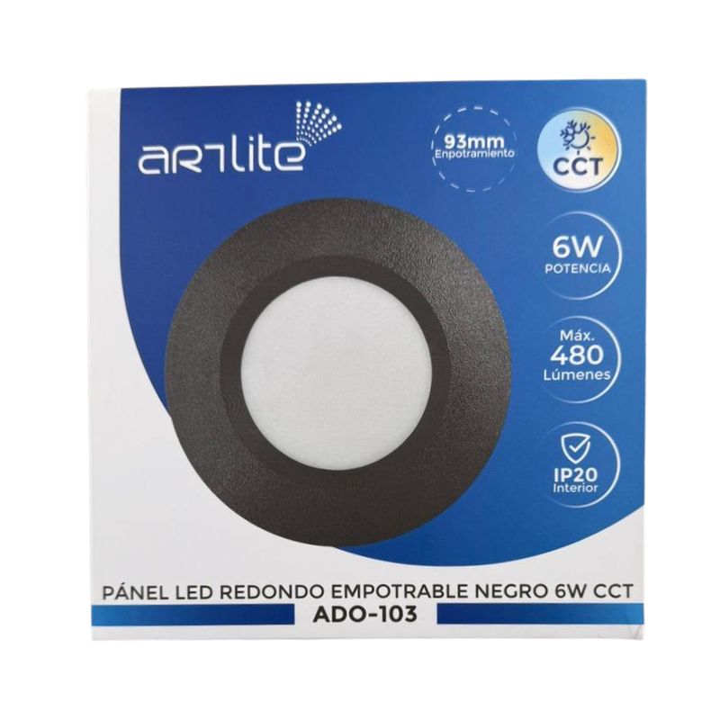 INN- PANEL REDONDO EMPOTRABLE NEGRO 6W