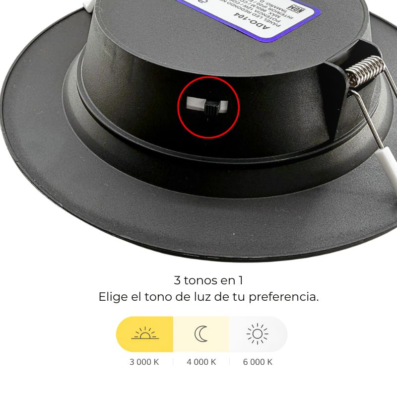 INN- PANEL REDONDO EMPOTRABLE NEGRO 12W