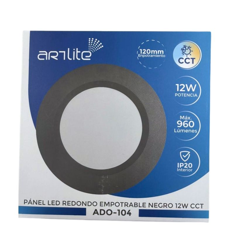 INN- PANEL REDONDO EMPOTRABLE NEGRO 12W