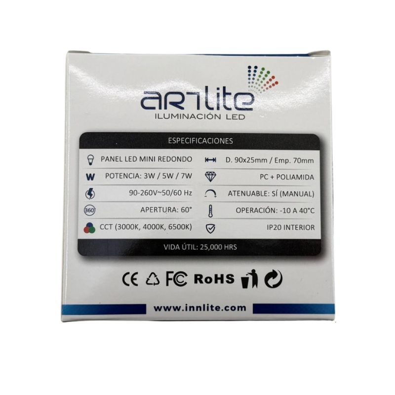 INN- EMPOTRABLE LED REDONDO MINI  3W/5W/7W BLANCO 3 TONOS