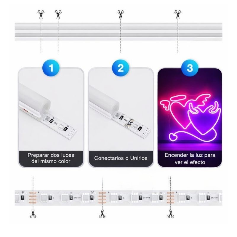GX- TIRA NEON 2da GEN 12V 120L/M 1M 6MM ROSA FUERTE