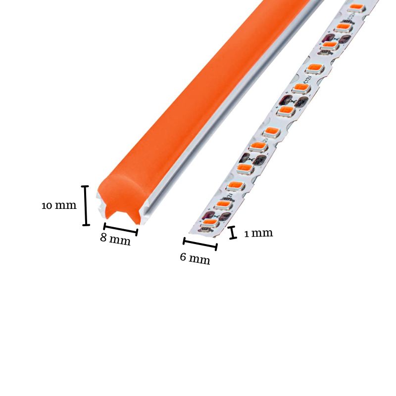 GX- TIRA NEON 2da GEN 12V 120L/M 1M 6MM NARANJA
