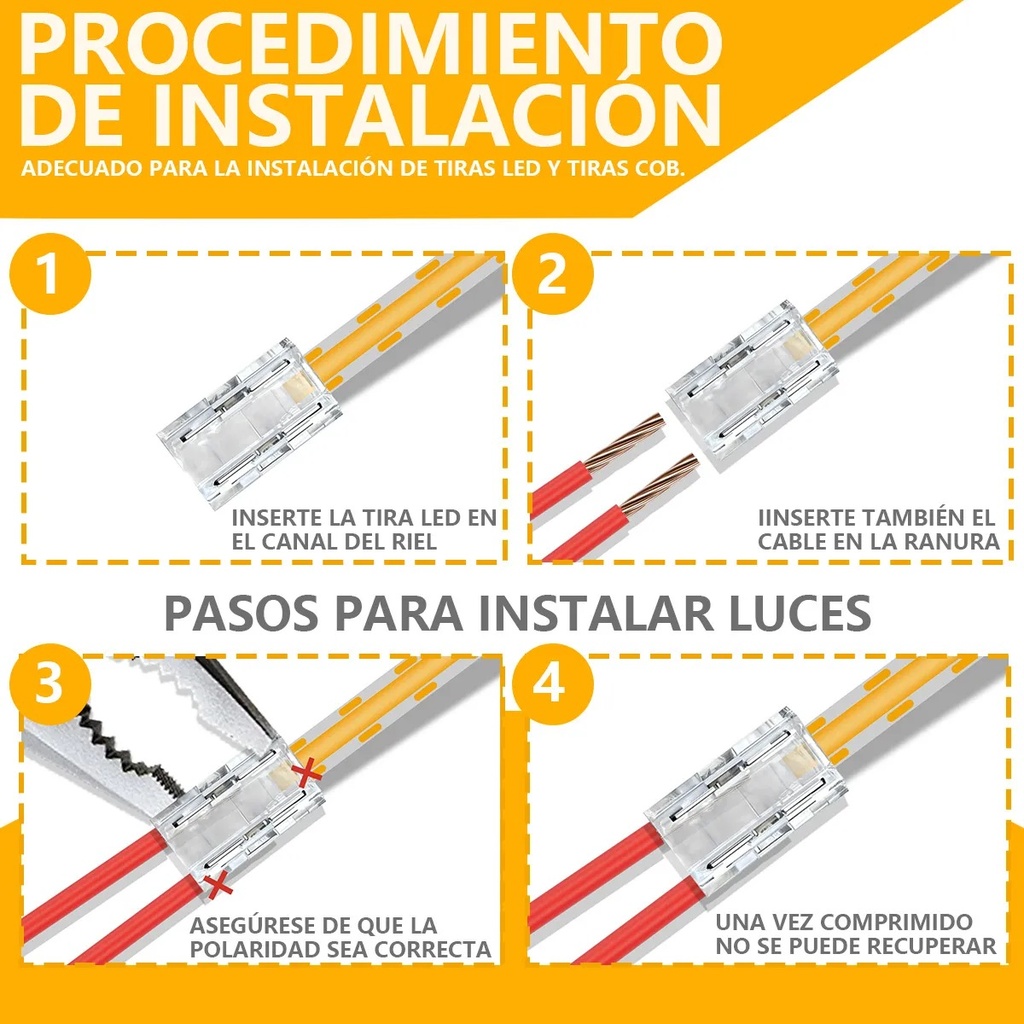 LAL- CONECTOR RECTO 2 VIAS TIRA LED COB E 8MM