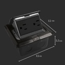 INN- PLACA DE PISO CONTACTO DUPLEX EMPOTRABLE POP-UP A INOX NEGRO 15A IP54