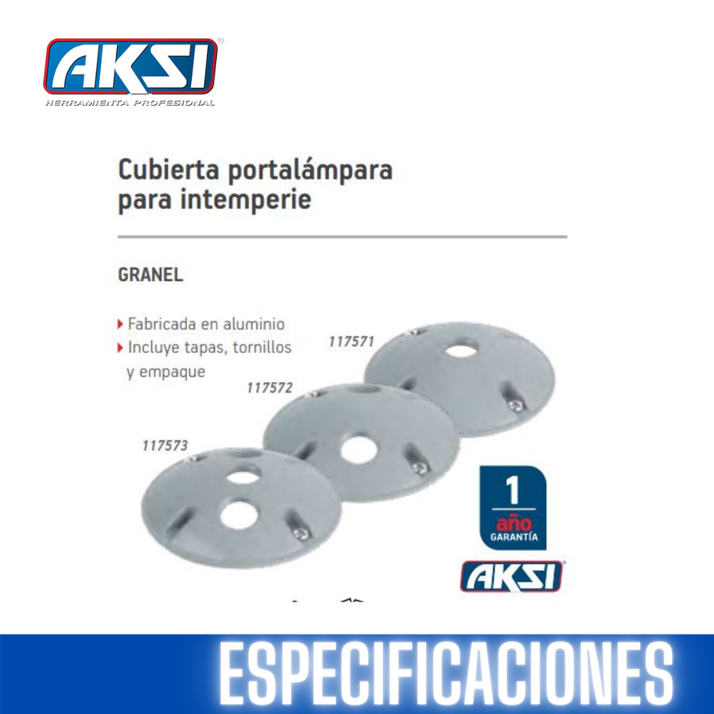 AKS - CUBIERTA PORTALAMPARA CIRCULAR: 2 TOMAS