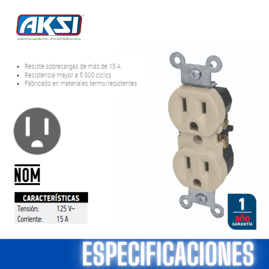 AKS- CONTACTO DUPLEX ATERRIZADO