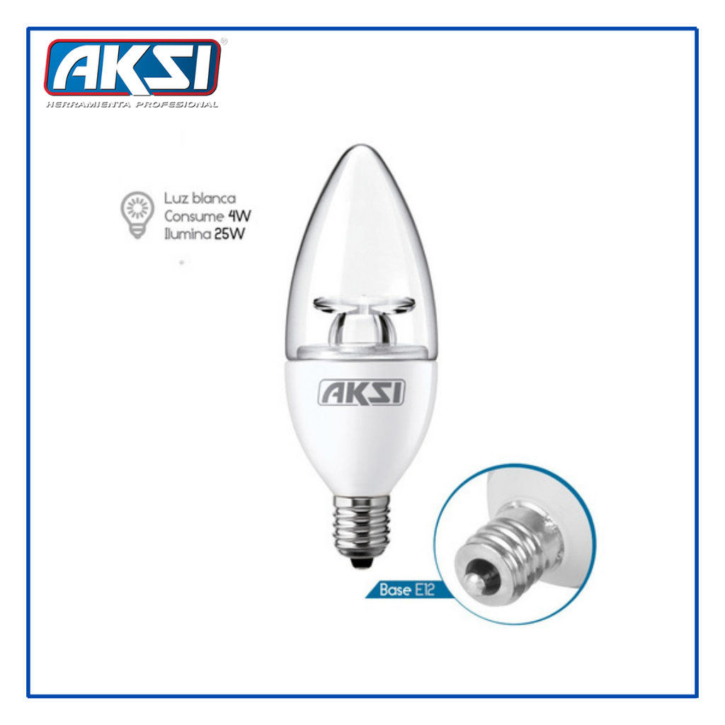 AKS- FOCO LED VELA 4W LUZ BLANCA E12