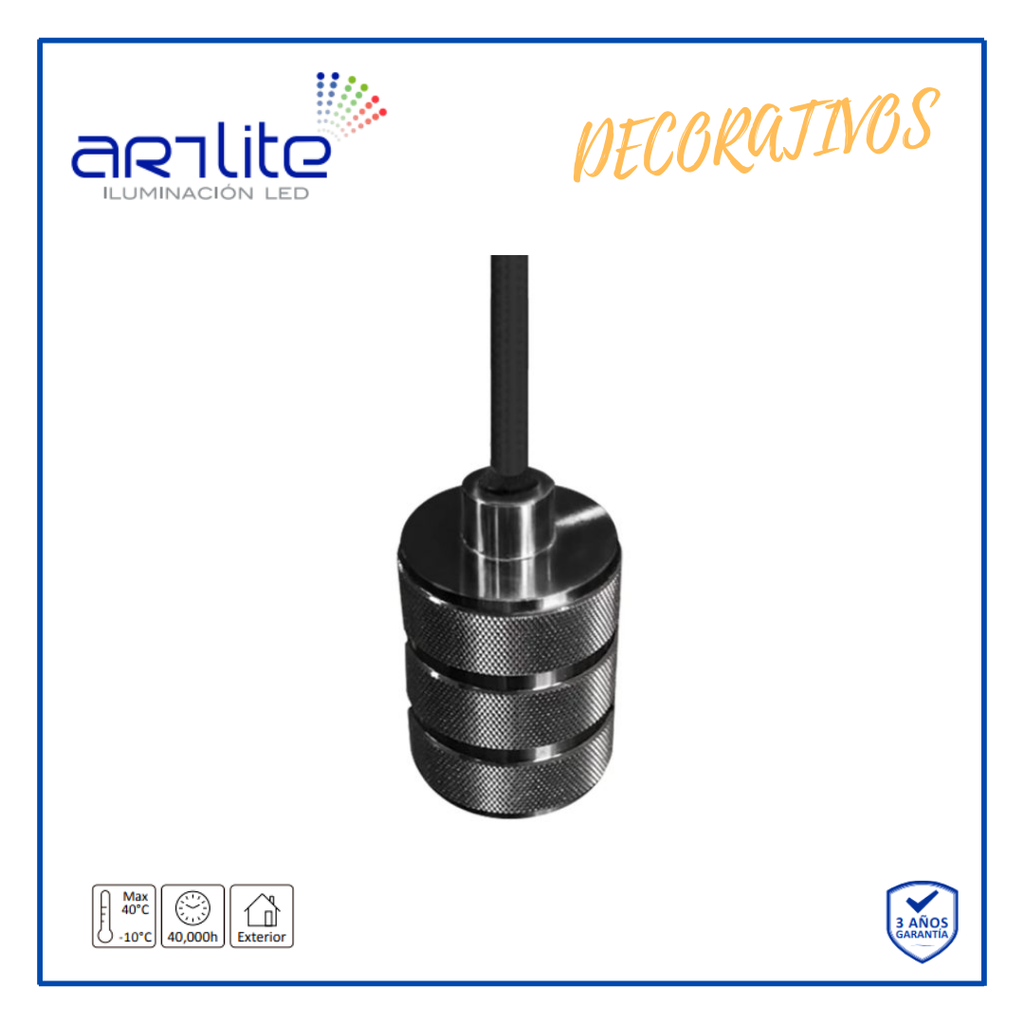 [ADE-605] INN- COLGANTE CILÍNDRICO BULBO E26 NEGRO PULIDO