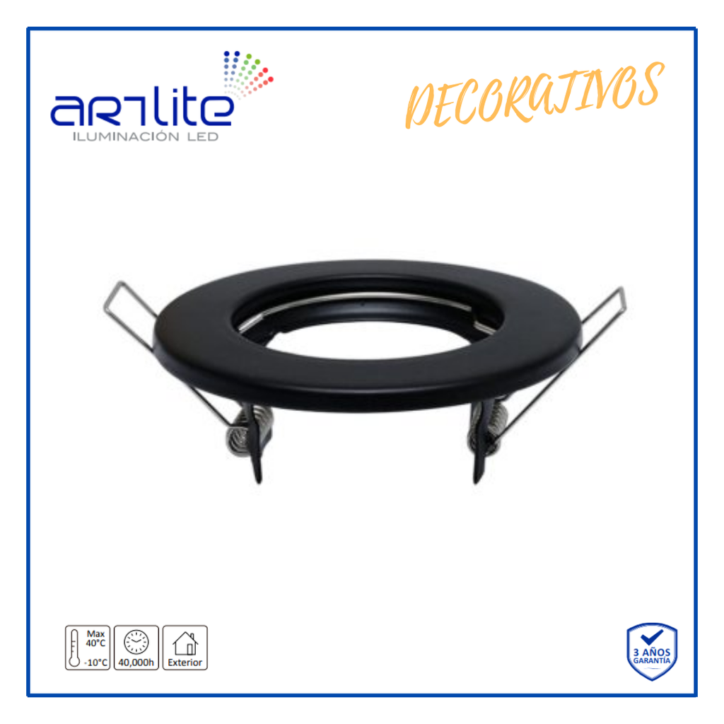 INN- EMPOTRABLE FIJO ARO METALICO NEGRO MR16