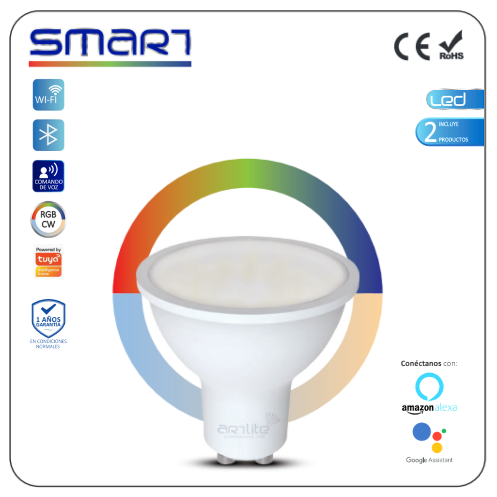 INN- KIT DE 2 LAMPARAS LED SMART GU10 6W RGBCW