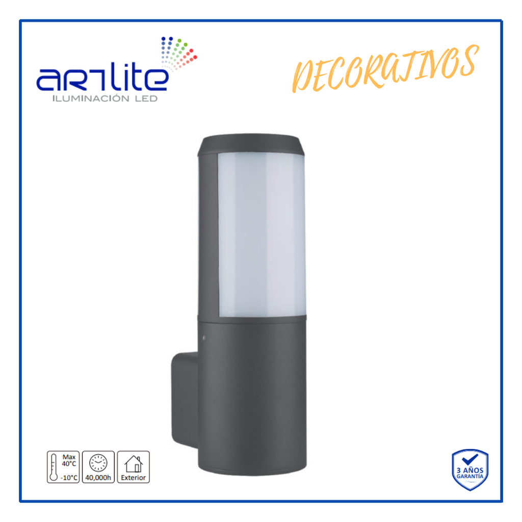 INN- LUMINARIA PARED CILINDRO PC/AL NEGRO E26