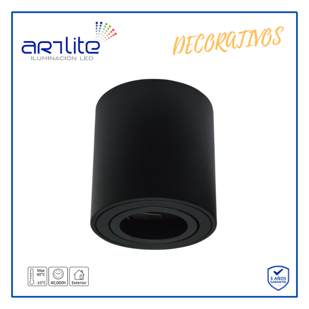 [ADE-702] INN- LUMINARIA TECHO CILINDRO ALU NEGRO GU10