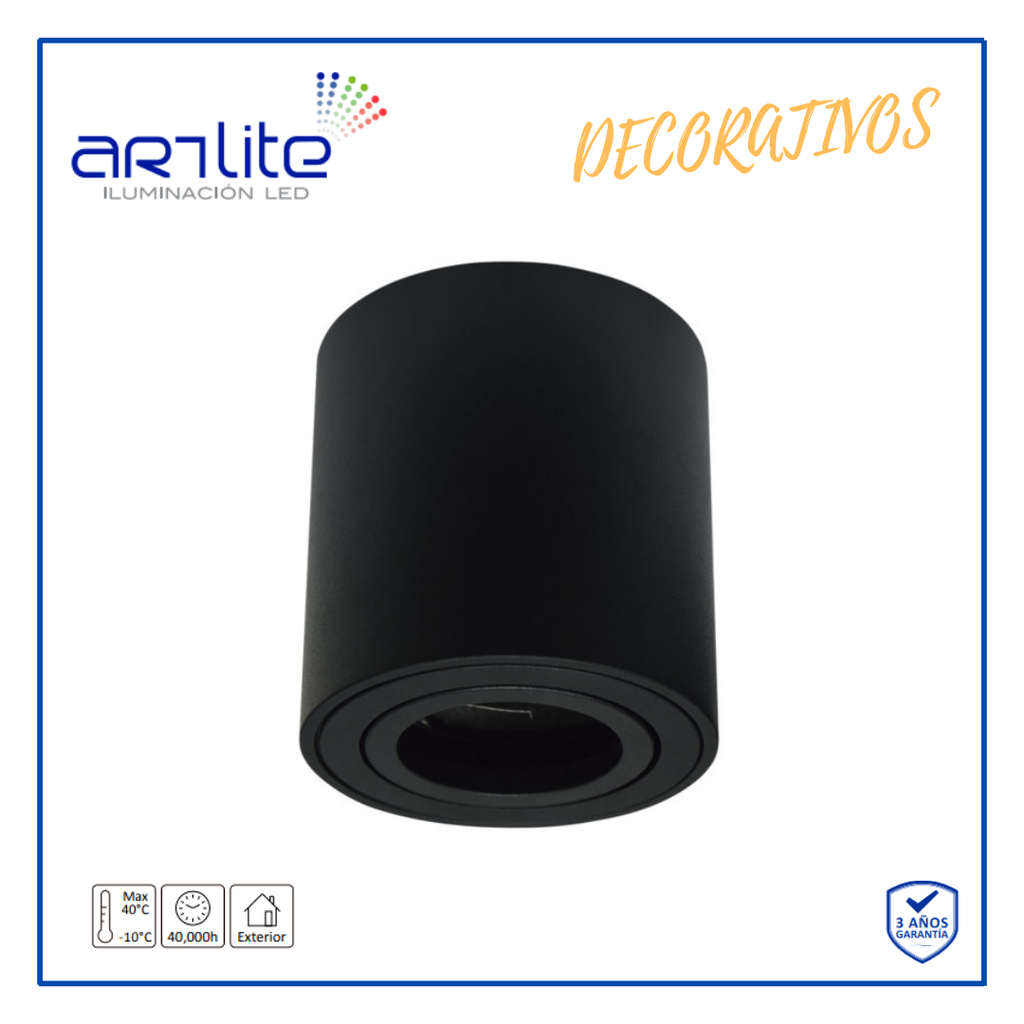 INN- LUMINARIA TECHO CILINDRO ALU NEGRO GU10