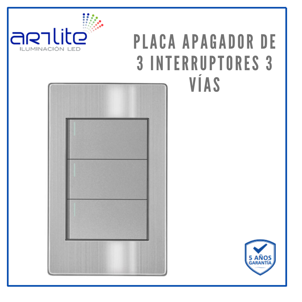 INN- PLACA APAGADOR 3 INTERRUPTOR 3 VIAS GRIS