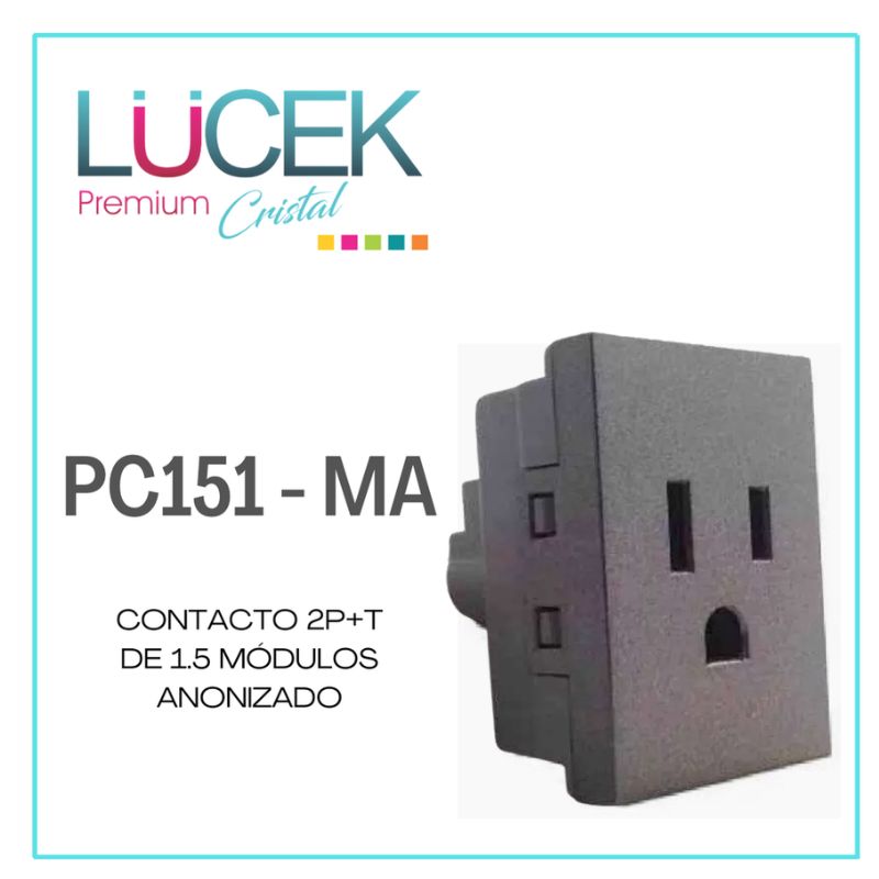 LCK- CONTACTO 2P+T DE 1.5 MÓDULOS ANODIZADO
