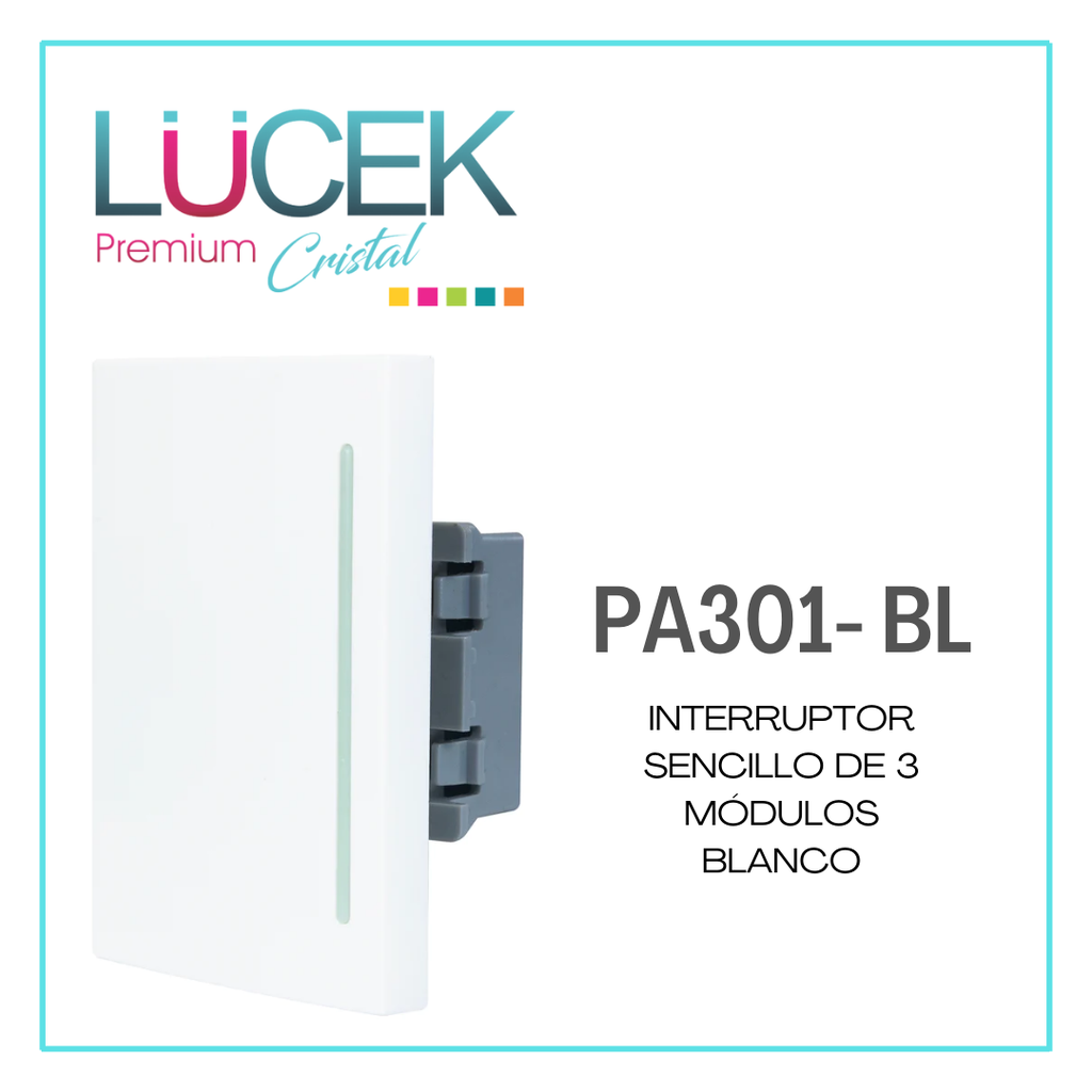 LCK- INTERRUPTOR SENCILLO DE 3 MÓDULOS BLANCO