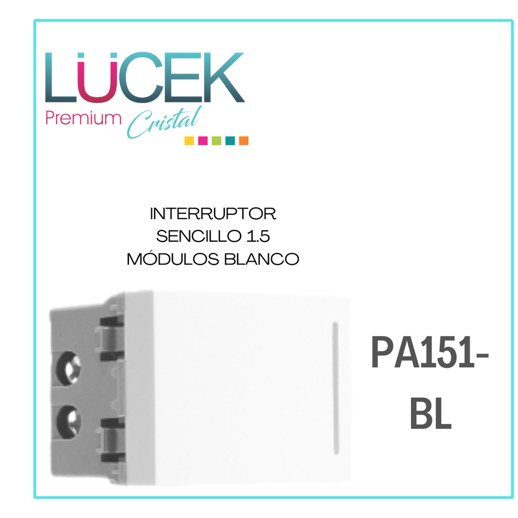 LCK- INTERRUPTOR SENCILLO DE 1.5 MÓDULOS BLANCO