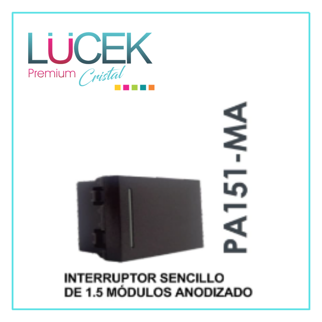 LCK- INTERRUPTOR SENCILLO DE 1.5 MÓDULOS ANODIZADO