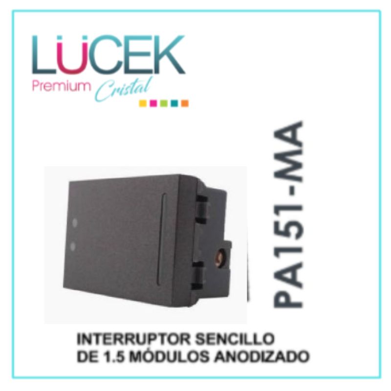 LCK- INTERRUPTOR SENCILLO DE 1.5 MÓDULOS ANODIZADO