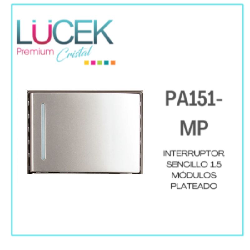 [PA151-MP] LCK- INTERRUPTOR SENCILLO DE 1.5 MÓDULOS PLATEADO