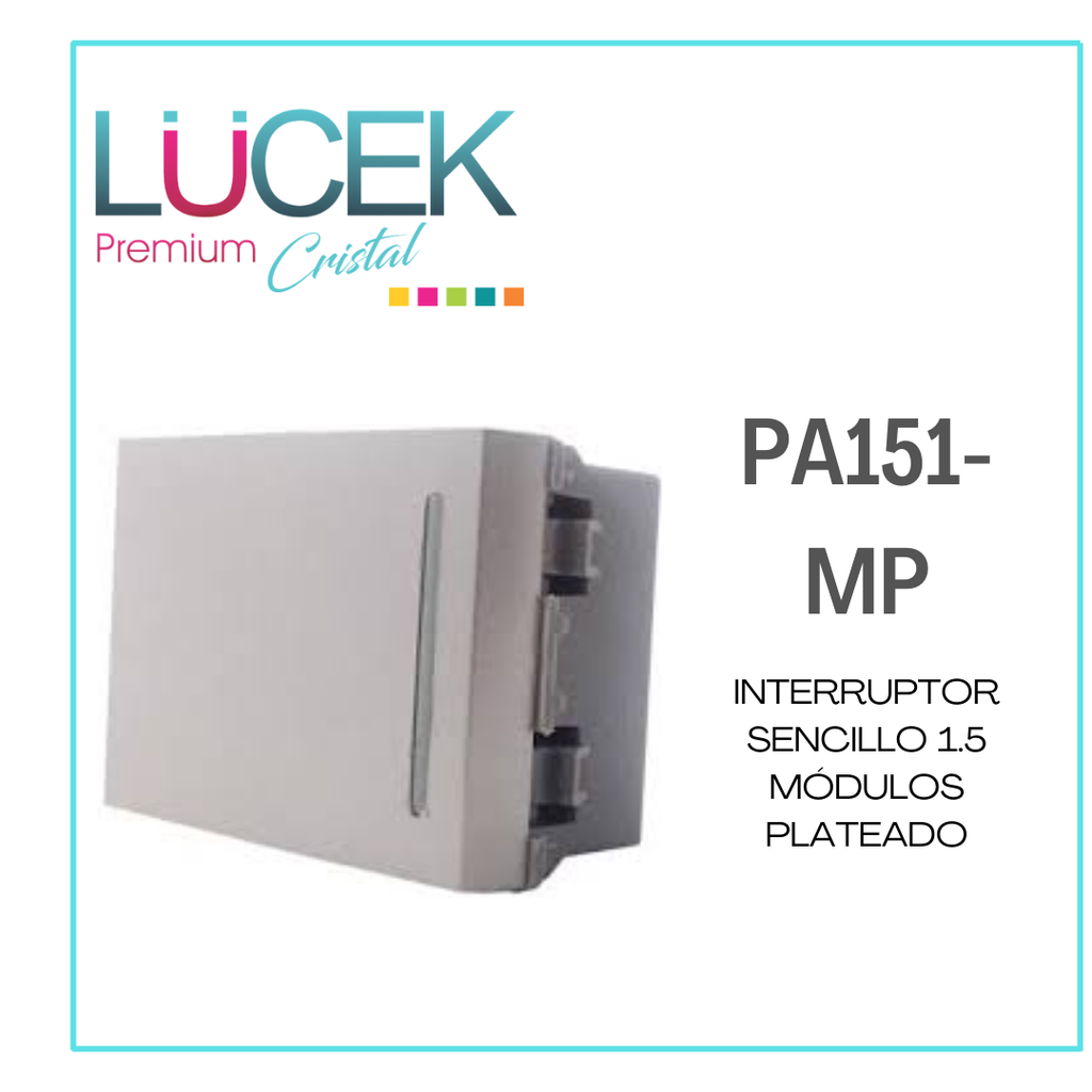 LCK- INTERRUPTOR SENCILLO DE 1.5 MÓDULOS PLATEADO