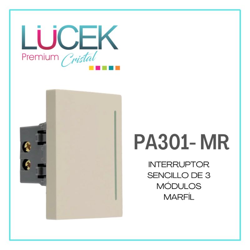 [PA301-MR] LCK- INTERRUPTOR SENCILLO DE 3 MÓDULOS MARFIL