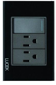 [BP20-CNN] LCK- PLACA CON 1 INTERRUPTOR SENCILLO Y 2 CONTACTOS DE 1 MÓDULO CRISTAL NEGRO
