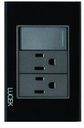 LCK- PLACA CON 1 INTERRUPTOR SENCILLO Y 2 CONTACTOS DE 1 MÓDULO CRISTAL NEGRO